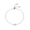 Adornia Cubic Zirconia Halo Charm Slider Chain Bracelet In Metallic
