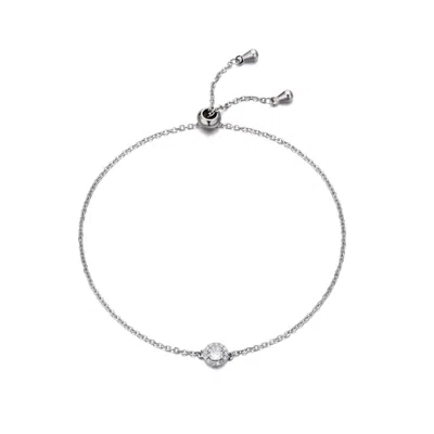 ADORNIA SILVER PLATED CZ HALO BOLO BRACELET