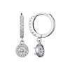 Adornia Cubic Zirconia Halo Drop Huggie Hoop Earrings In Silver