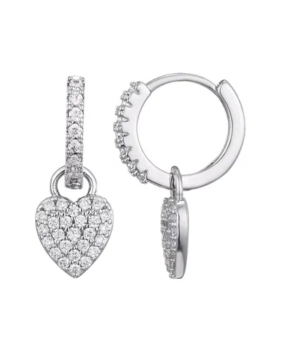Adornia Cubic Zirconia Heart Drop Huggie Hoop Earrings In Metallic