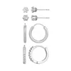 Adornia Silver Plated Cz Hoop And Solitaire Stud Set In Metallic