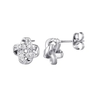 ADORNIA SILVER PLATED CZ KNOT TWIST STUD EARRINGS