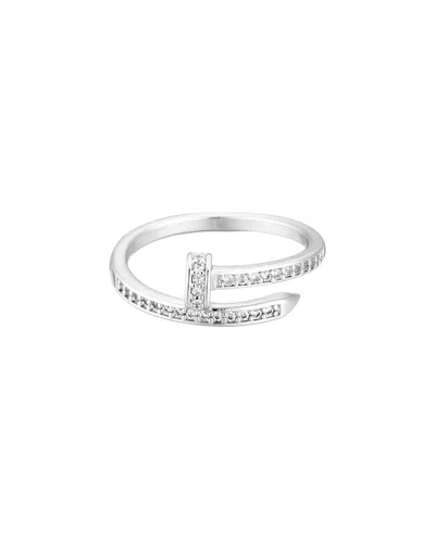 Adornia Silver Plated Cz Nail Ring In Metallic
