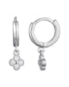 Adornia Silver Plated Extra Mini Cz Clover Dangle Huggie E