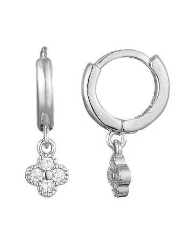 Adornia Silver Plated Extra Mini Cz Clover Dangle Huggie E