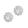 Adornia Silver Plated Floral Halo Cz Stud Earrings In Silver