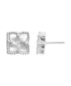 Adornia Silver Plated Flower White Imitation Mother Of Pearl Stud Earrings In White