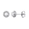Adornia Silver Freshwater Pearl Cz Halo Stud Earrings In Silver
