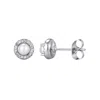Adornia Silver Freshwater Pearl Cz Halo Stud Earrings In Silver