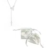 ADORNIA SILVER PLATED HEART AND CROSS ADJUSTABLE LARIAT NECKLACE