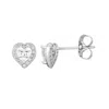 Adornia Silver Plated Heart Cz Halo Stud Earrings In Metallic
