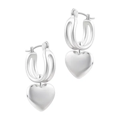 Adornia Silver Plated Heart Huggie Earrings