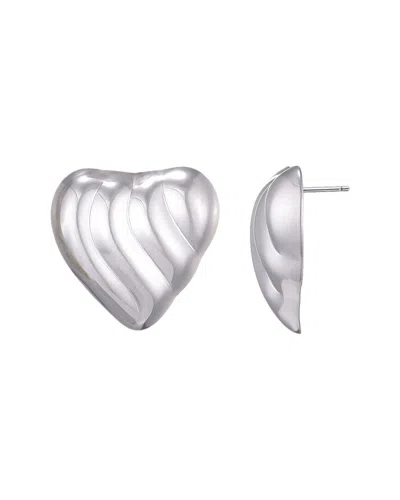 Adornia Silver Plated Heart Statement Stud Earrings In Metallic