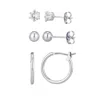 Adornia Set Of 3 Assorted Studs And Hoop Earrings In Metallic