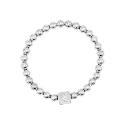 Adornia Silver Plated Initial Cube Stretch Bracelet In Multi
