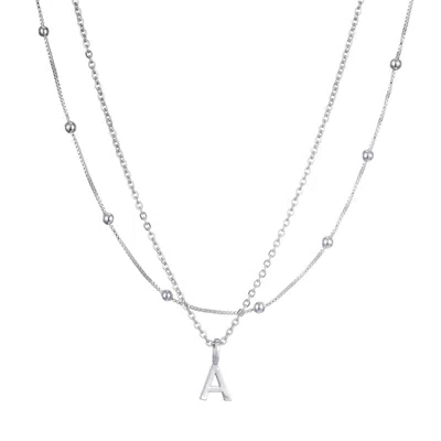 Adornia Silver Plated Layered Initial Necklace In Metallic