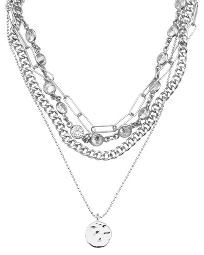 ADORNIA ADORNIA SILVER PLATED MESSY LAYERED PEBBLED CHARM NECKLACE