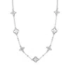 Adornia Silver Plated Mixed Mother Of Pearl And Cz Clover Station Necklace In Metallic