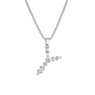 Adornia Silver Plated Mixed Stone Crystal Initial Necklace