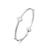 Adornia Silver Plated Mother Of Pearl Clover Bangle In Silver