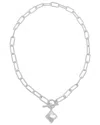 Adornia Silver Plated Mother-of-pearl Flower Paper Clip Chain Toggle Necklace