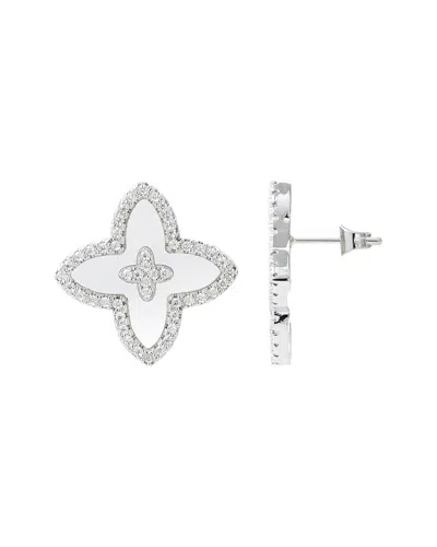 Adornia Silver Plated Mother Of Pearl Statement Flower Stud Earrings In Metallic