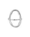 Adornia Silver Plated Open Hammered Oval Ring