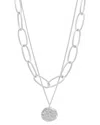 Adornia Silver Plated Oval Link Chain And Coin Pendant Layered Necklace
