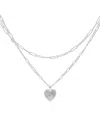 Adornia Silver Plated Paper Clip And Figaro Heart Chain Set
