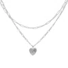 Adornia Silver Plated Paper Clip And Figaro Heart Chain Set In Silver