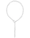 Adornia Silver Plated Paper Clip Chain Lariat Necklace Wit