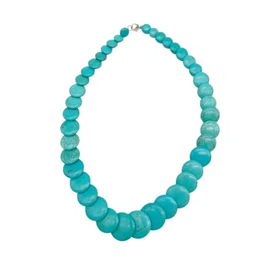 Adornia Silver Plated Scalloped Turquoise Necklace In Blue