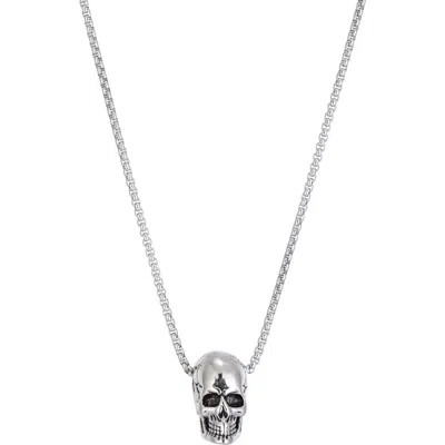 Adornia Silver Plated Skull Pendant Necklace