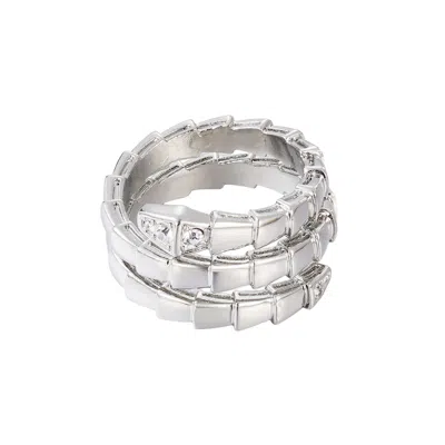 ADORNIA SILVER PLATED SNAKE DOUBLE WRAP RING
