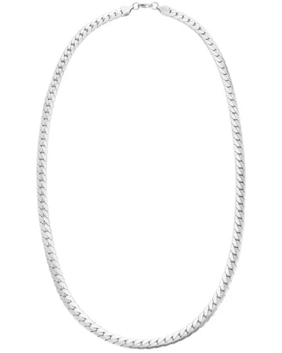 Adornia Silver Plated Stainless Steel Flat Curb Chain Necklace In Metallic