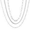 Adornia Silver Plated Stainless Steel Tarnish-resistant Chain Necklace Set In Silver