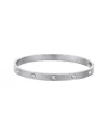 Adornia Silver Plated Stainless Steel Tarnish-resistant Plated Crystal Eternity Cuff Bracelet In Silver
