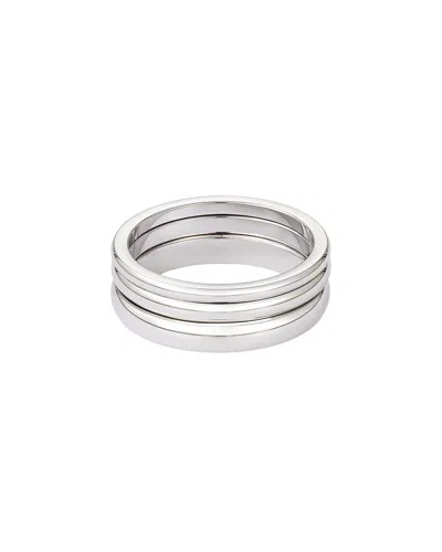 Adornia Silver Plated Stainless Steel Tarnish-resistant Stacking Band Ring Set In Metallic