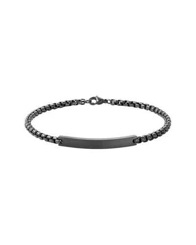 Adornia Silver Plated Stainless Steel Tarnish-resistant Men's Blackened Id Bracelet In Pattern