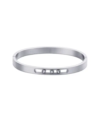 Adornia Silver Plated Stainless Steel Tarnish-resistant Sliding Stones Cuff Bracelet In Metallic