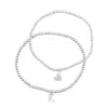 Adornia Silver Plated Stretch Bracelet Set With Mini Crystal Initial In Multi
