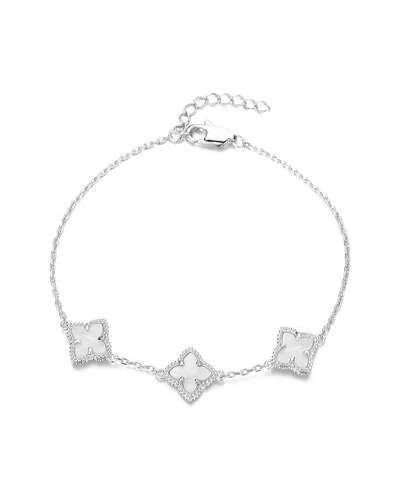 ADORNIA ADORNIA SILVER PLATED MOTHER-OF-PEARL FLOWER BRACELET