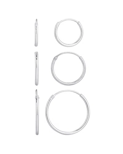 ADORNIA ADORNIA SILVER SET OF 3 ENDLESS HOOP EARRINGS
