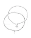 Adornia Silver Stretch With Mini Crystal Initial Bracelet Set In Letter E