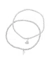 Adornia Silver Stretch With Mini Crystal Initial Bracelet Set In Letter P