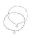 Adornia Silver Stretch With Mini Crystal Initial Bracelet Set In Letter W