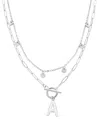 Adornia Silver Tarnish Resistant Confetti And Paperclip Layered Initial Toggle Necklace In Letter A