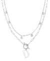 Adornia Silver Tarnish Resistant Confetti And Paperclip Layered Initial Toggle Necklace In Letter D