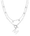 Adornia Silver Tarnish Resistant Confetti And Paperclip Layered Initial Toggle Necklace In Letter M