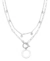 Adornia Silver Tarnish Resistant Confetti And Paperclip Layered Initial Toggle Necklace In Letter O